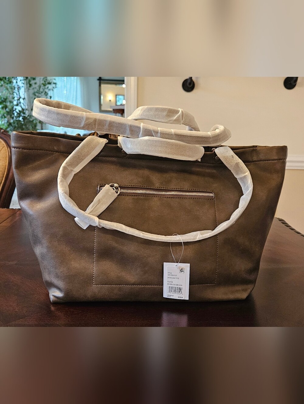 Rebecca Minkoff Brown Leather Tote with Front Zip Pocket
